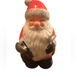 VTG Cracker Barrel Ceramic Santa With Measuring Spoons 7” Holiday Kitchen Decor